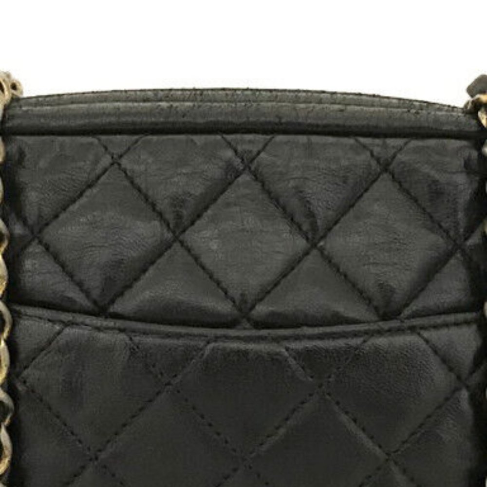 CHANEL Quilted Matelasse Lambskin Chain Shoulder Camera Bag Black leather gold - Picture 16 of 16